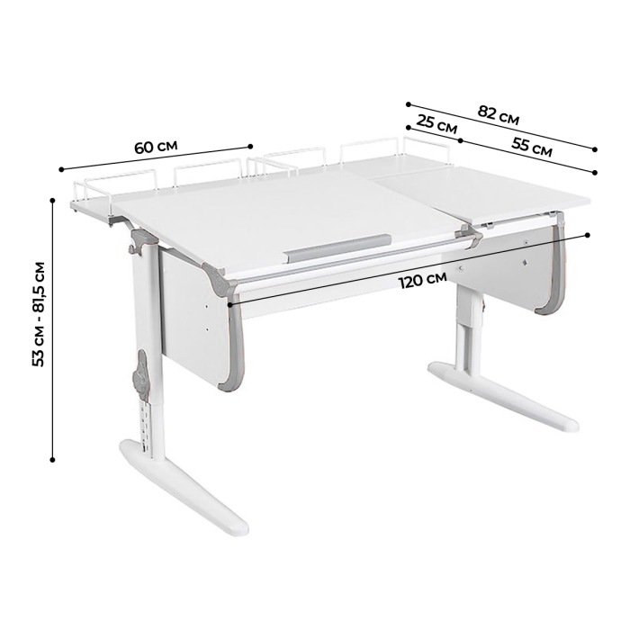 Характеристики Парта Дэми  СУТ-25-01 120см раздельная с задними приставками