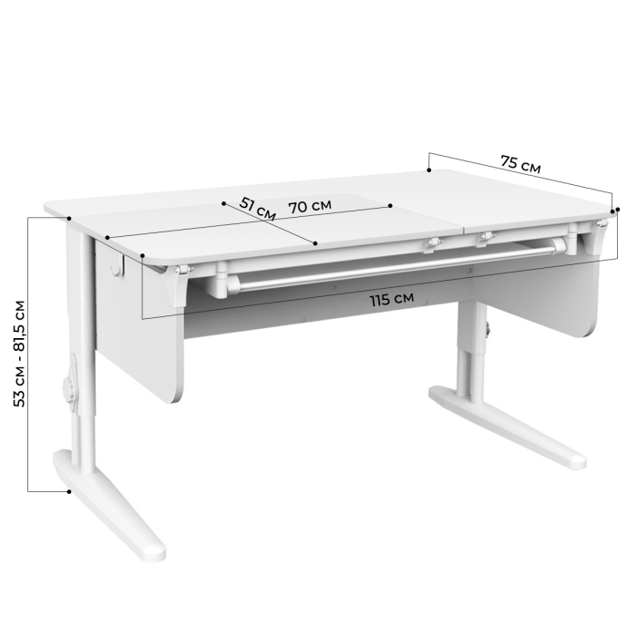 Характеристики Раздельная парта Дэми СУТ.62 с выдвижным пеналом